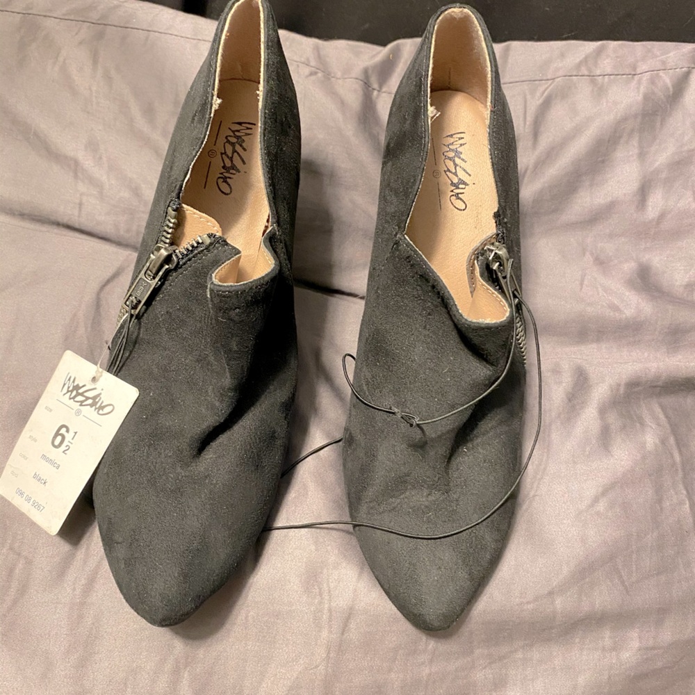 Black size 6 1/2 Little boot heels , faux suede